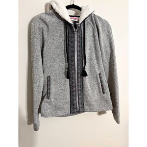 Inspired Hearts Sherpa Lined Hoodie Women’s Large Gray Zip Up Sweatshirt